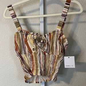 O'Neill‎ Women's Brown and Tan Striped Tank Top